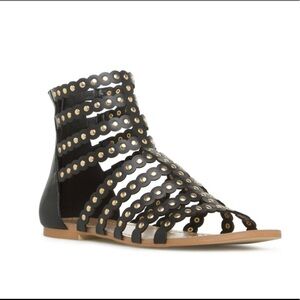 JUSTFAB SCENE TRICIA SANDALS - BLACK  SIZE 9.5 (NEW)